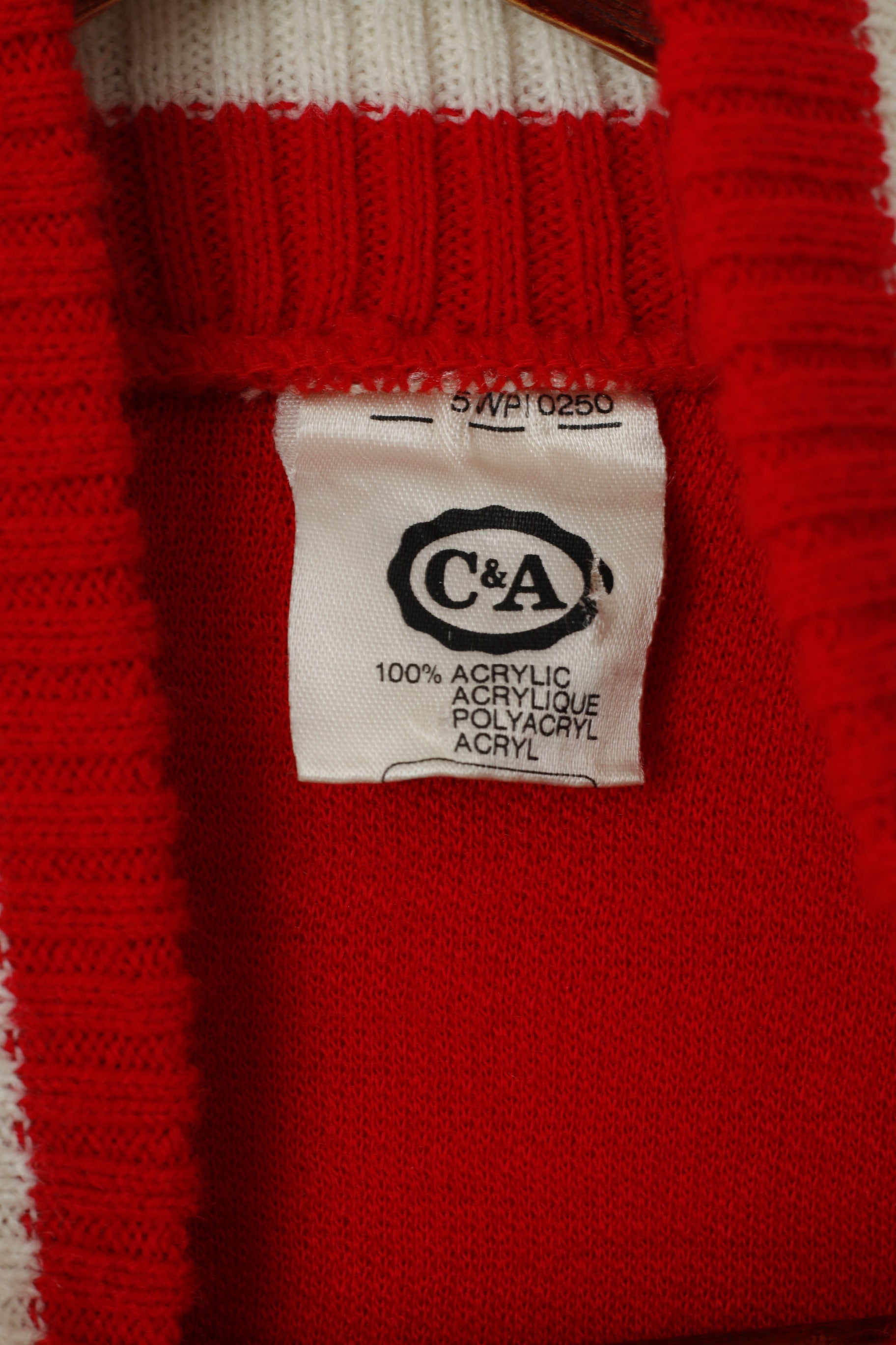 C&amp;A Femmes M Sweat-shirt Rouge Baseball Bouton-pression Fluffy Varsity Vintage Top