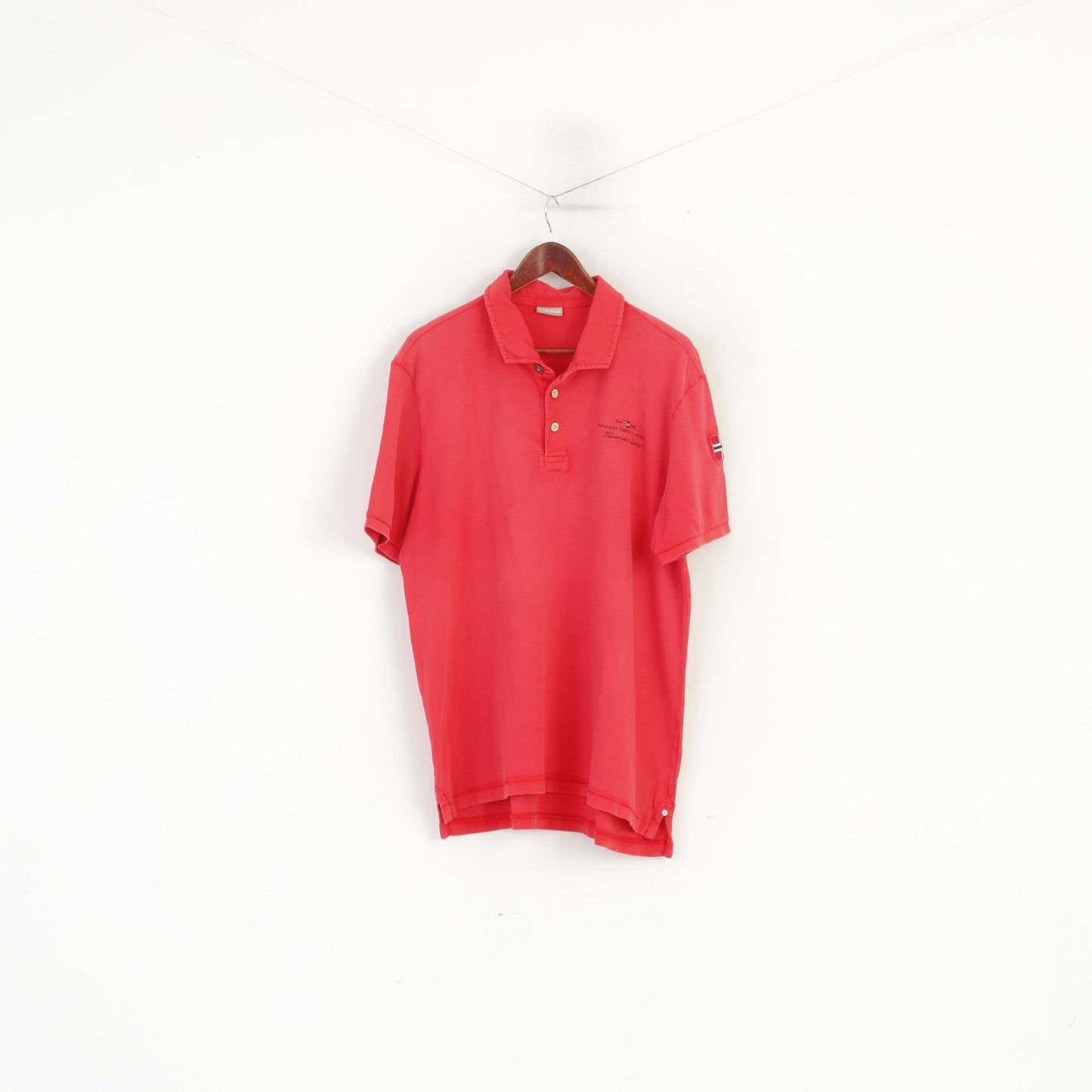 Napapijri Geographic Men XXL Polo Shirt Peach Cotton Detailed Buttons Top