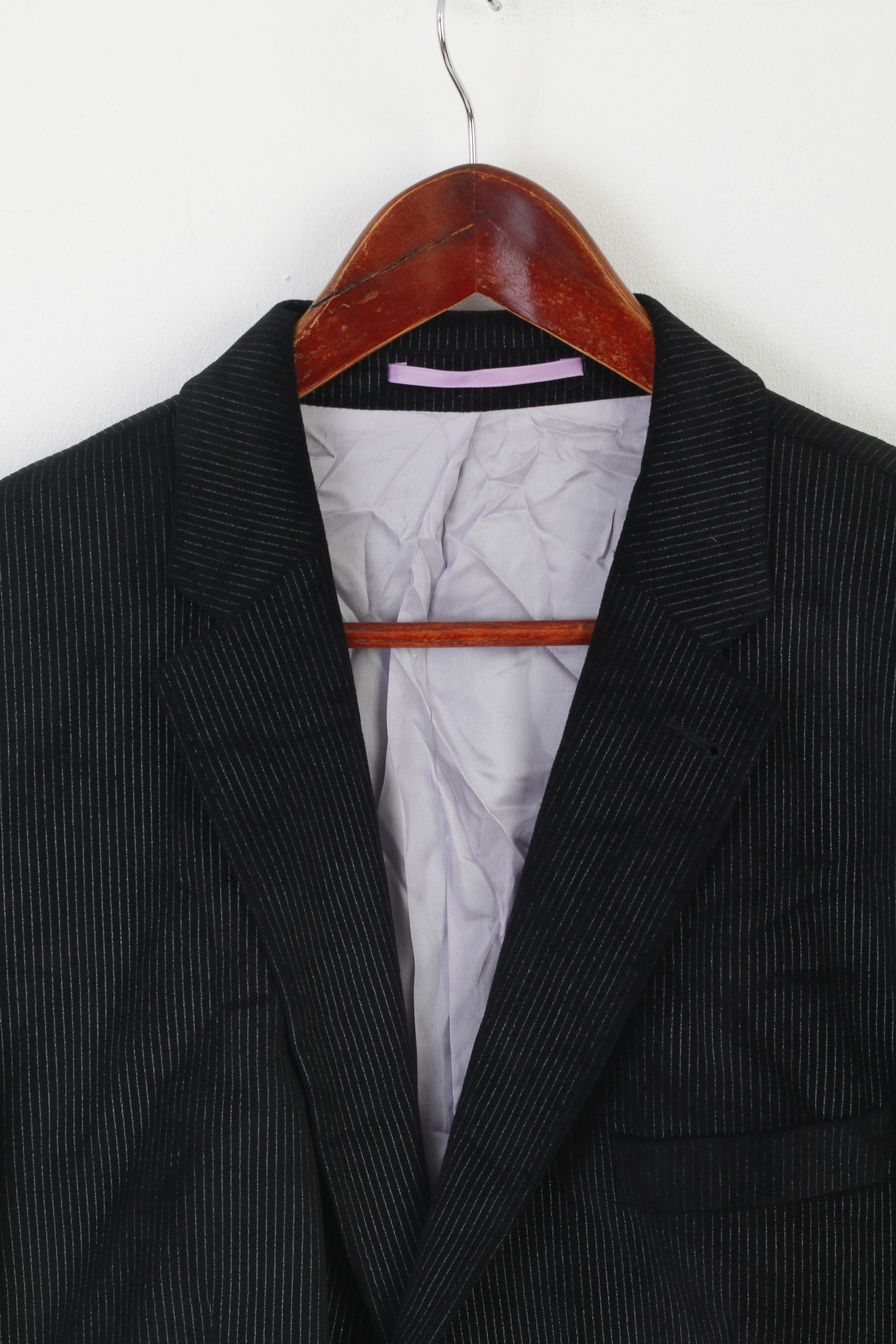 Roy Robson Uomo 54 44 Blazer Giacca vintage monopetto a righe nere lucide