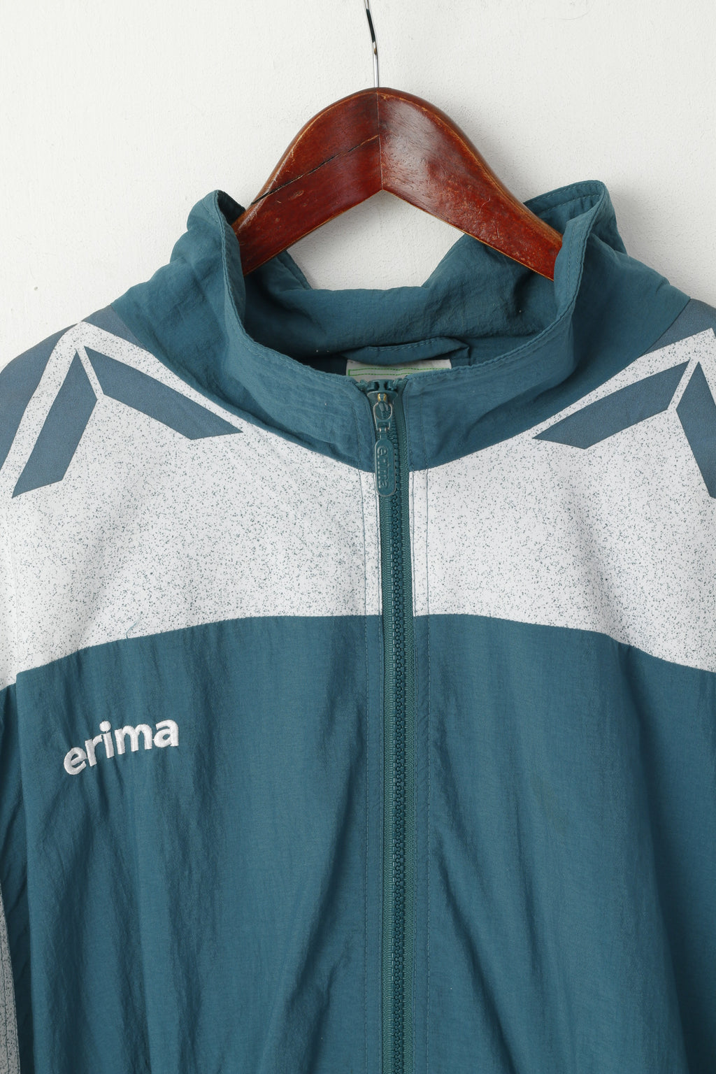 Erima Men 7 XL Jacket Green Vintage Nylon Festival Meteor Full Zupper Activewear Top