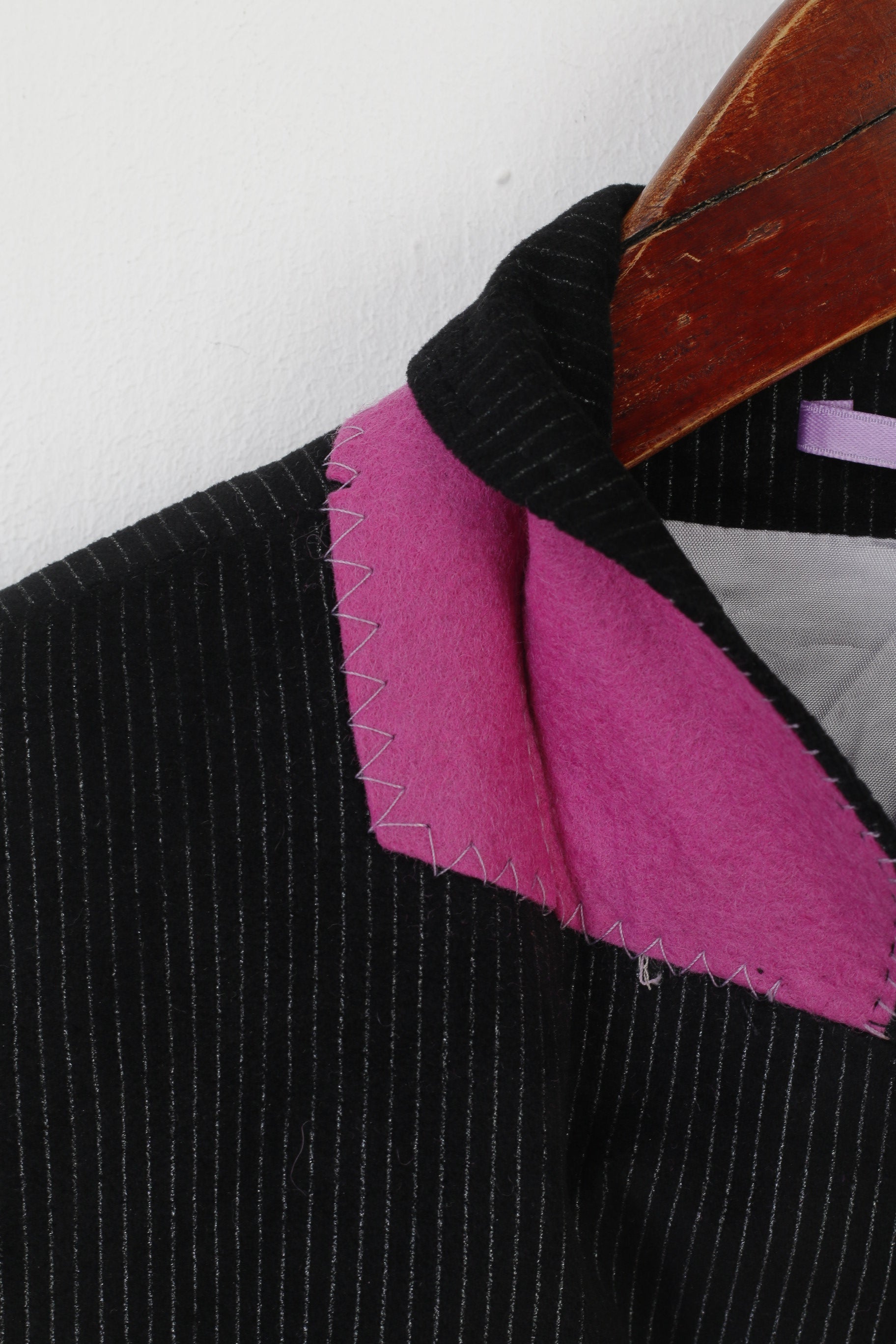 Roy Robson Uomo 54 44 Blazer Giacca vintage monopetto a righe nere lucide