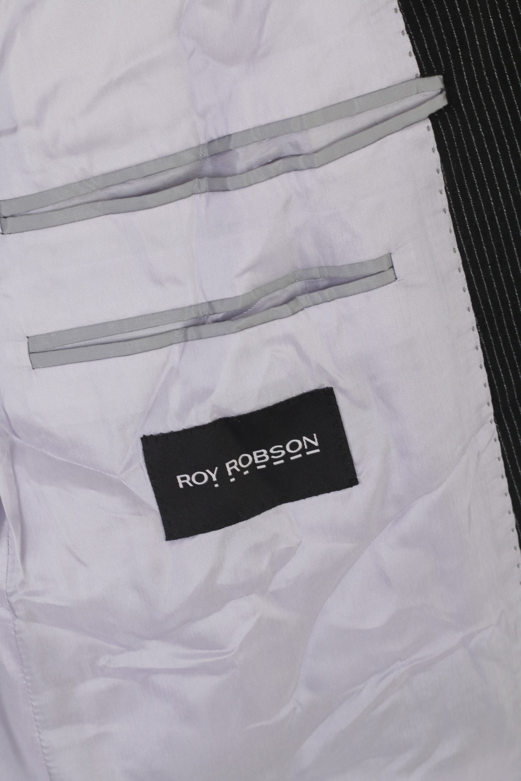 Roy Robson Uomo 54 44 Blazer Giacca vintage monopetto a righe nere lucide