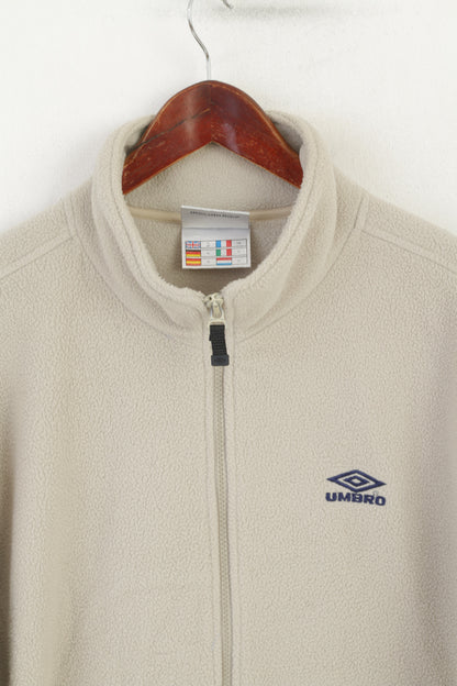Umbro Men XL Fleece Top Beige Vintage Full Zipper Outdoor Sport Sweatshirt
