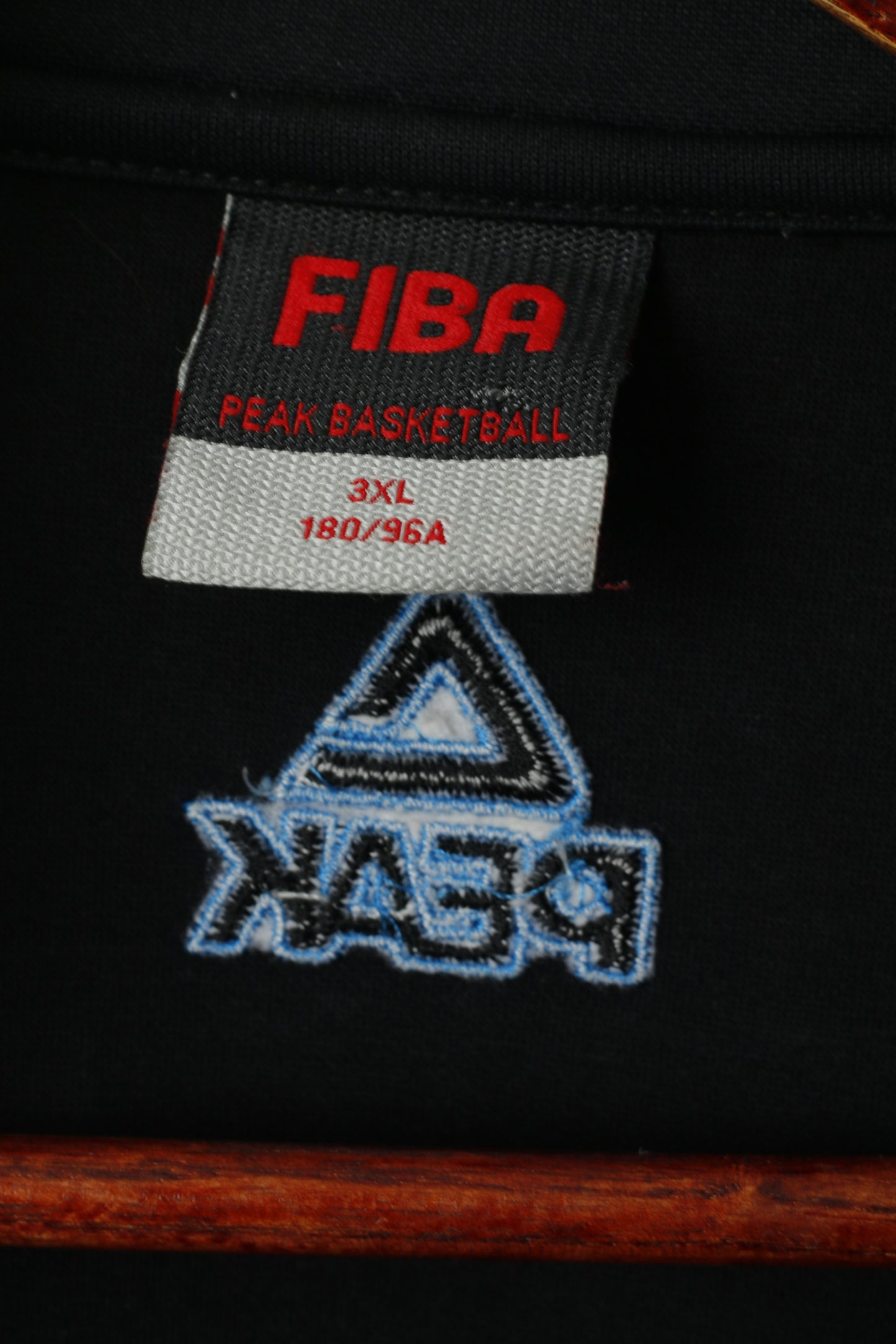 Fiba Peak Basketball hommes 3XL (XL) sweat noir brillant pleine fermeture éclair vêtements de sport haut