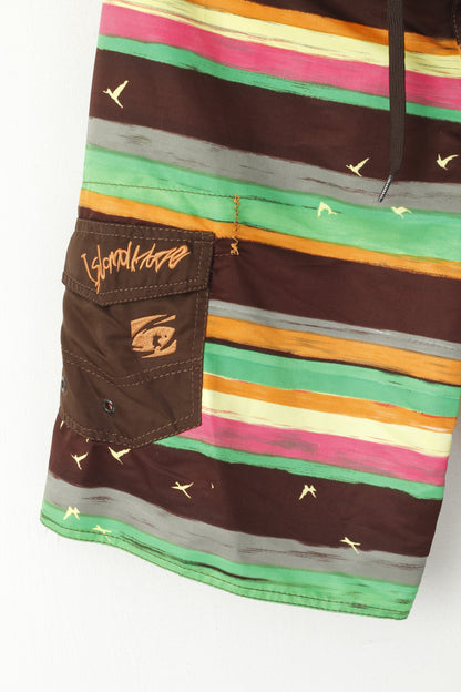 Islandhaze Men 32 M Shorts Multicolor Striped Summer Beach Bermuda