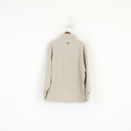 Umbro Men XL Fleece Top Beige Vintage Full Zipper Outdoor Sport Sweatshirt