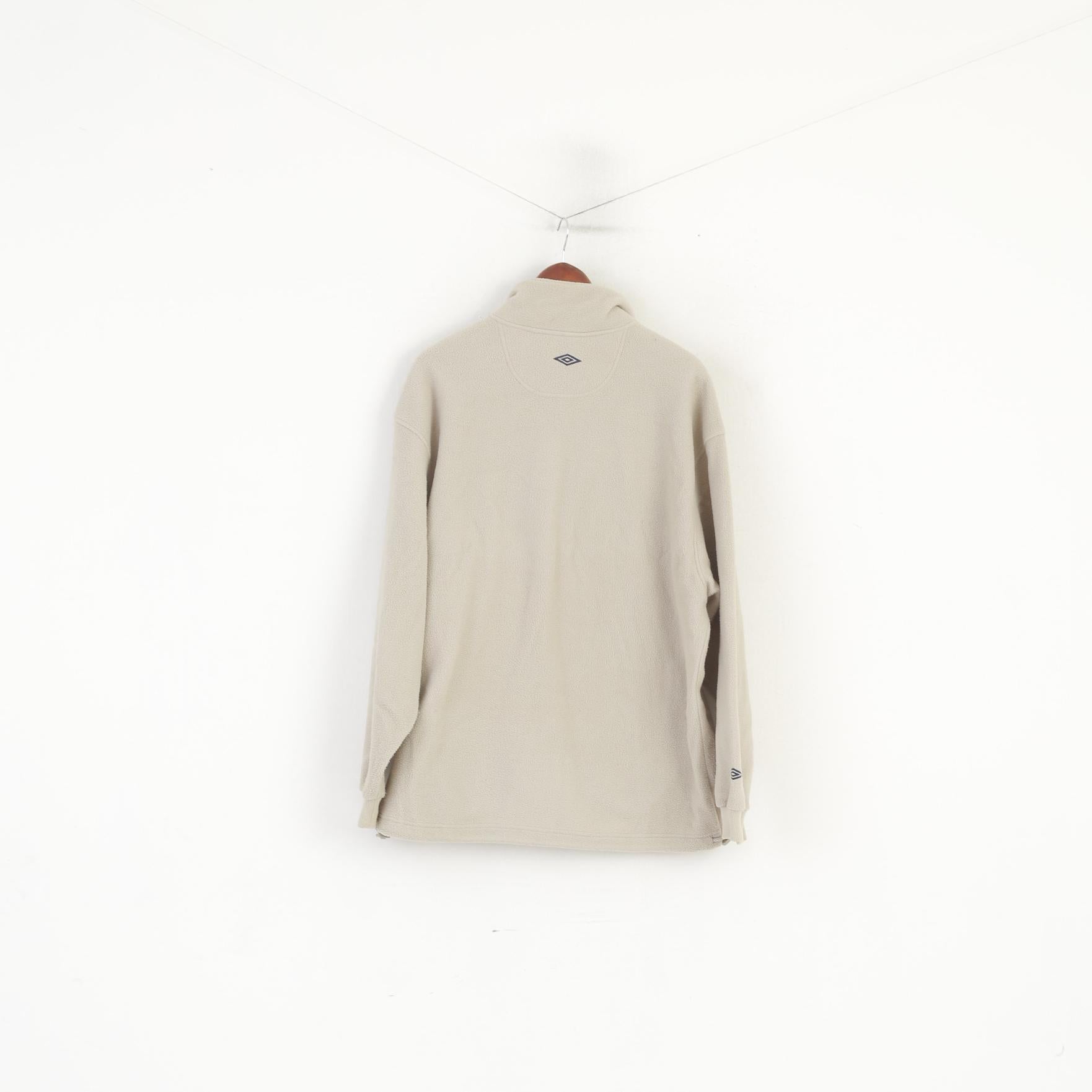Felpa sportiva da esterno Umbro da uomo XL in pile beige vintage con cerniera intera
