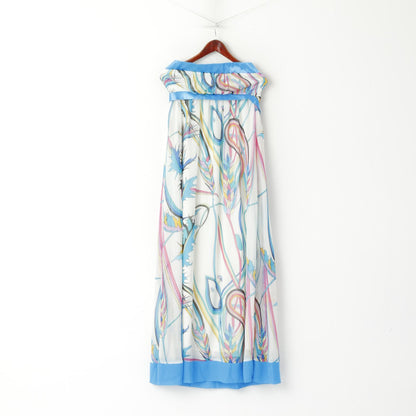 Sonic London Women 12 S Maxi Dress Strapless Bandeau White Blue Ribbon Detail Summer