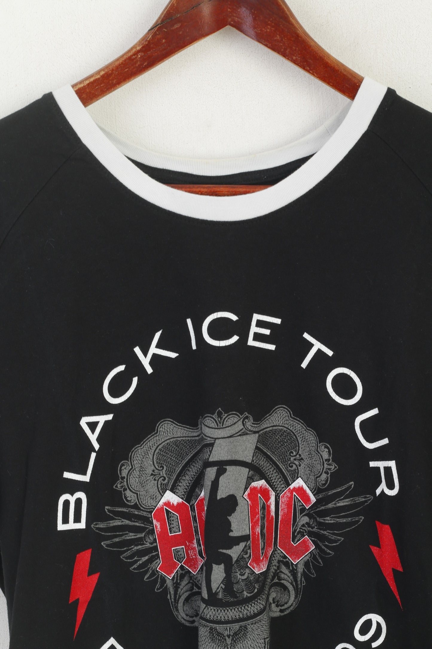 Starworld Men XL (L) Shirt Black Cotton  AC DC Europe 2009 Black Ice Tour Top