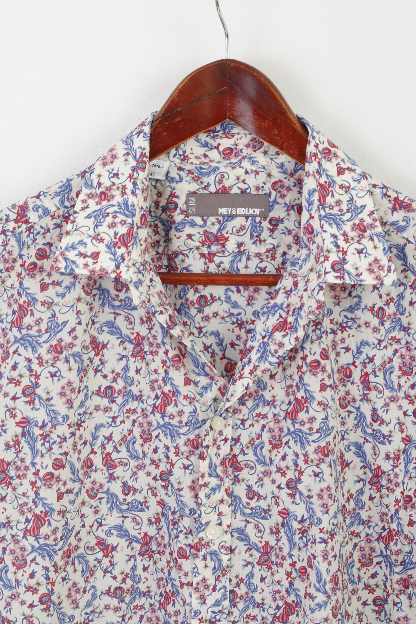 Mey &amp; Edlich Homme 41 M Chemise décontractée Crème Imprimé Floral Haut à Manches Longues en Coton Doux