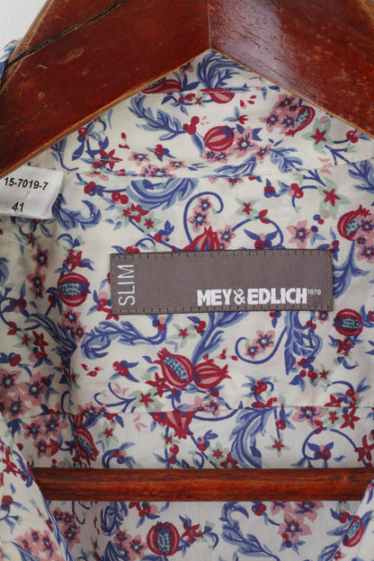 Mey &amp; Edlich Homme 41 M Chemise décontractée Crème Imprimé Floral Haut à Manches Longues en Coton Doux