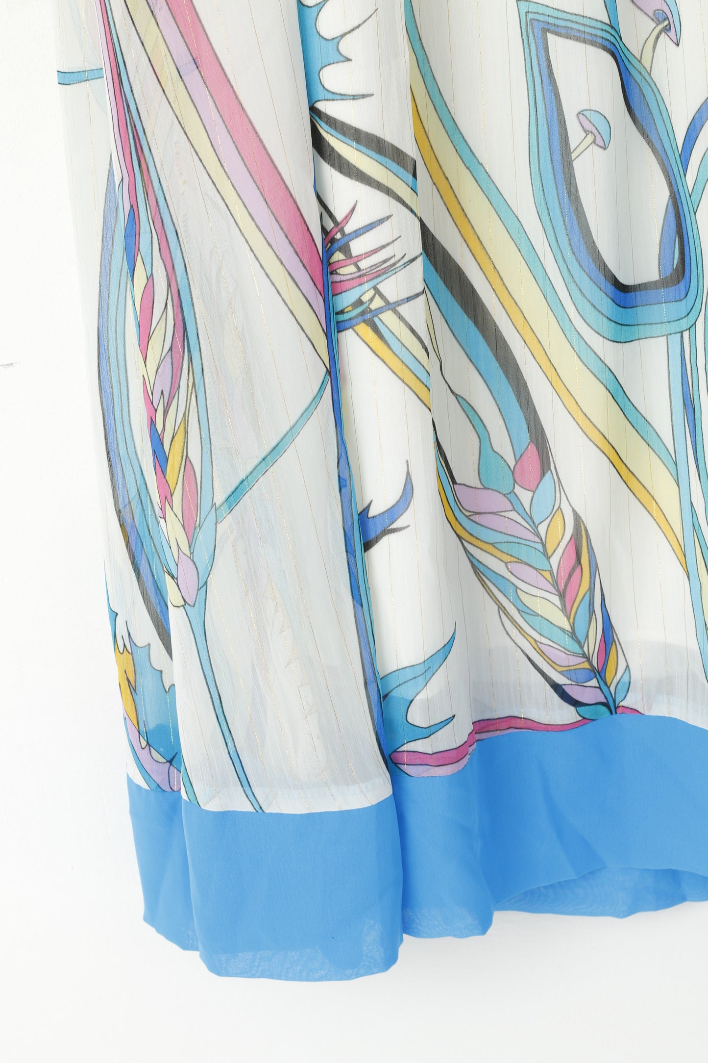 Sonic London Women 12 S Maxi Dress Strapless Bandeau White Blue Ribbon Detail Summer