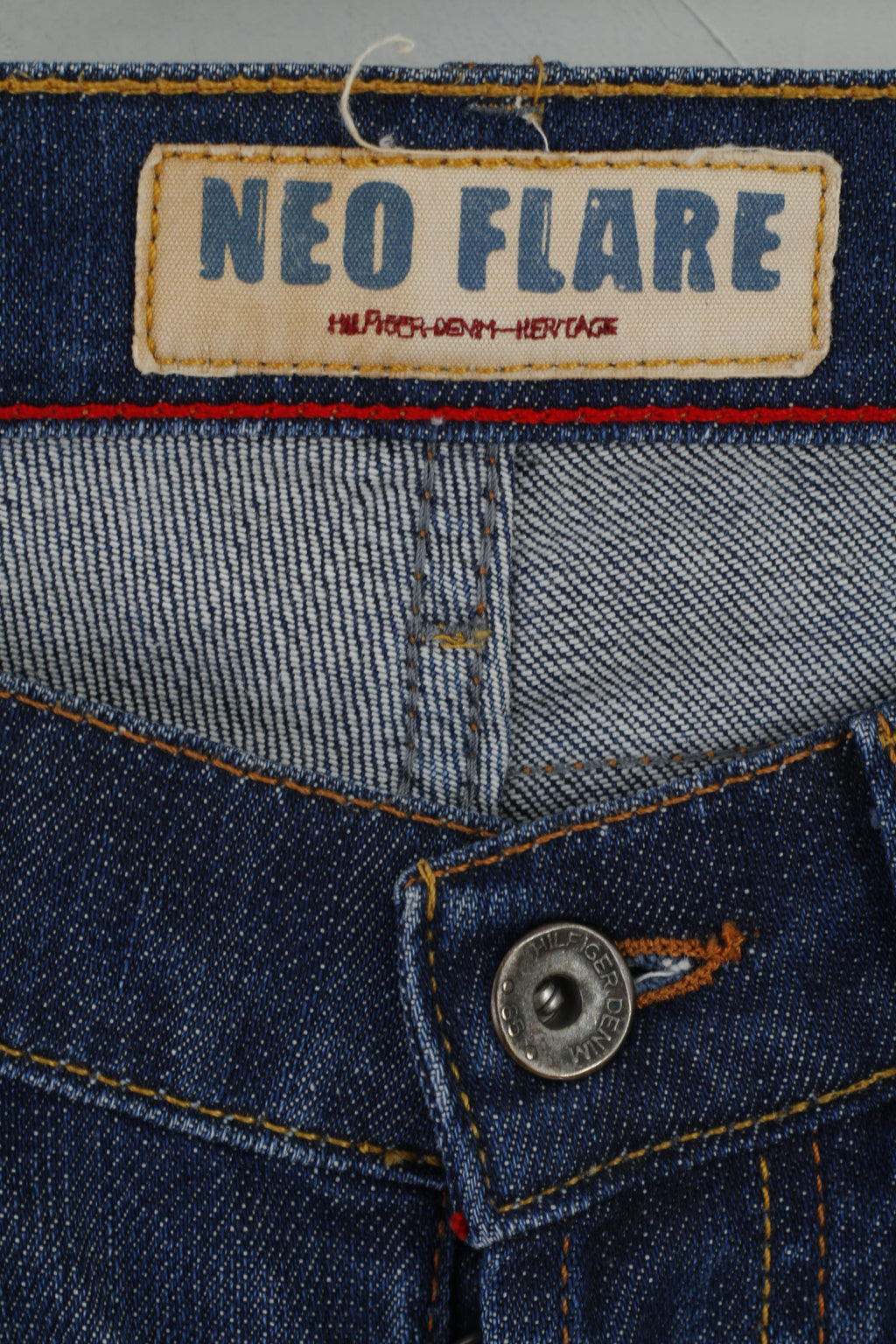 Neo Flare Tommy Hilfiger Donna W28 L34 Pantaloni Jeans Pantaloni in denim di cotone blu scuro