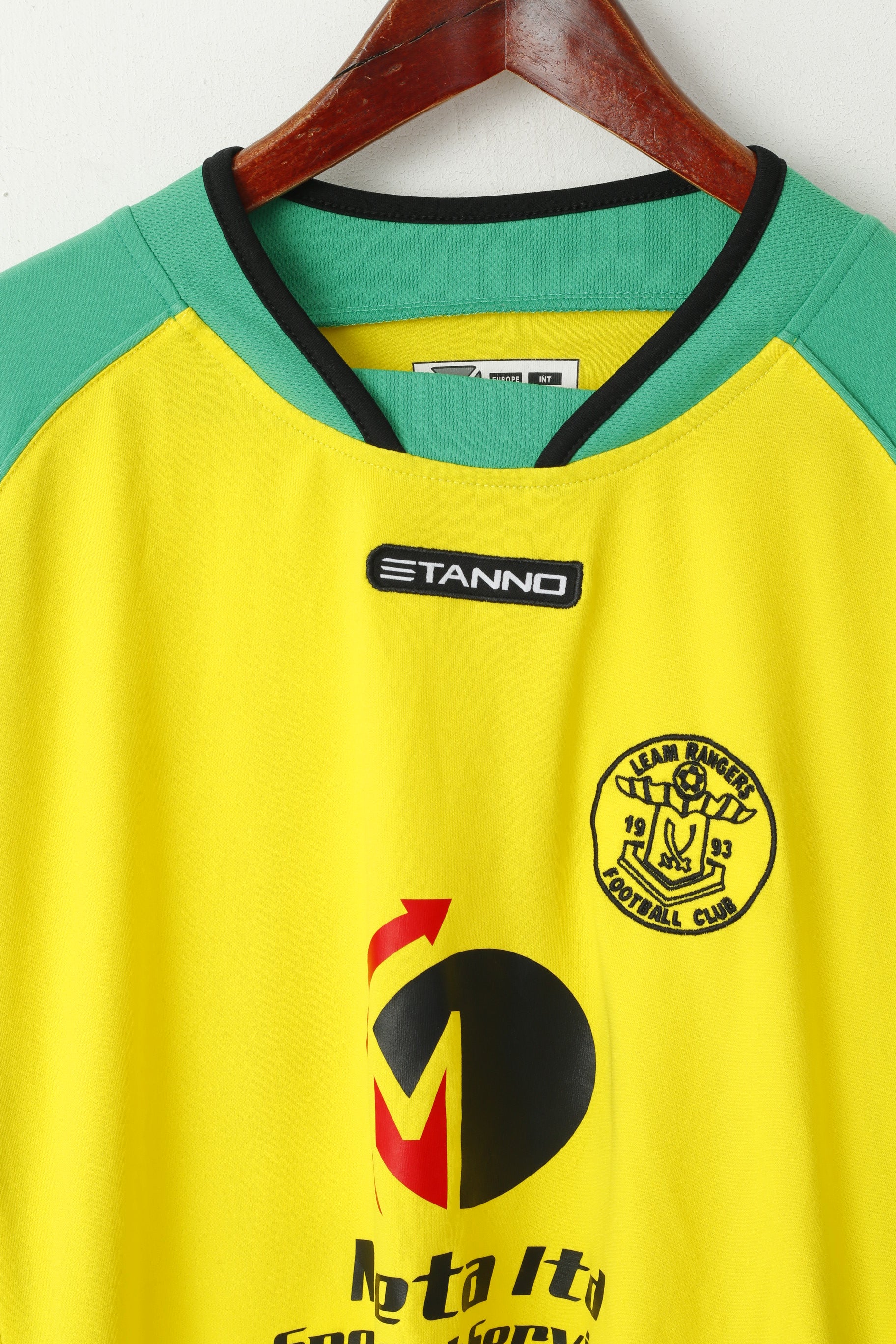 Stanno Leam Rangers Men M/L Shirt Yellow Football Club Climatec #13 Long Sleeve Top