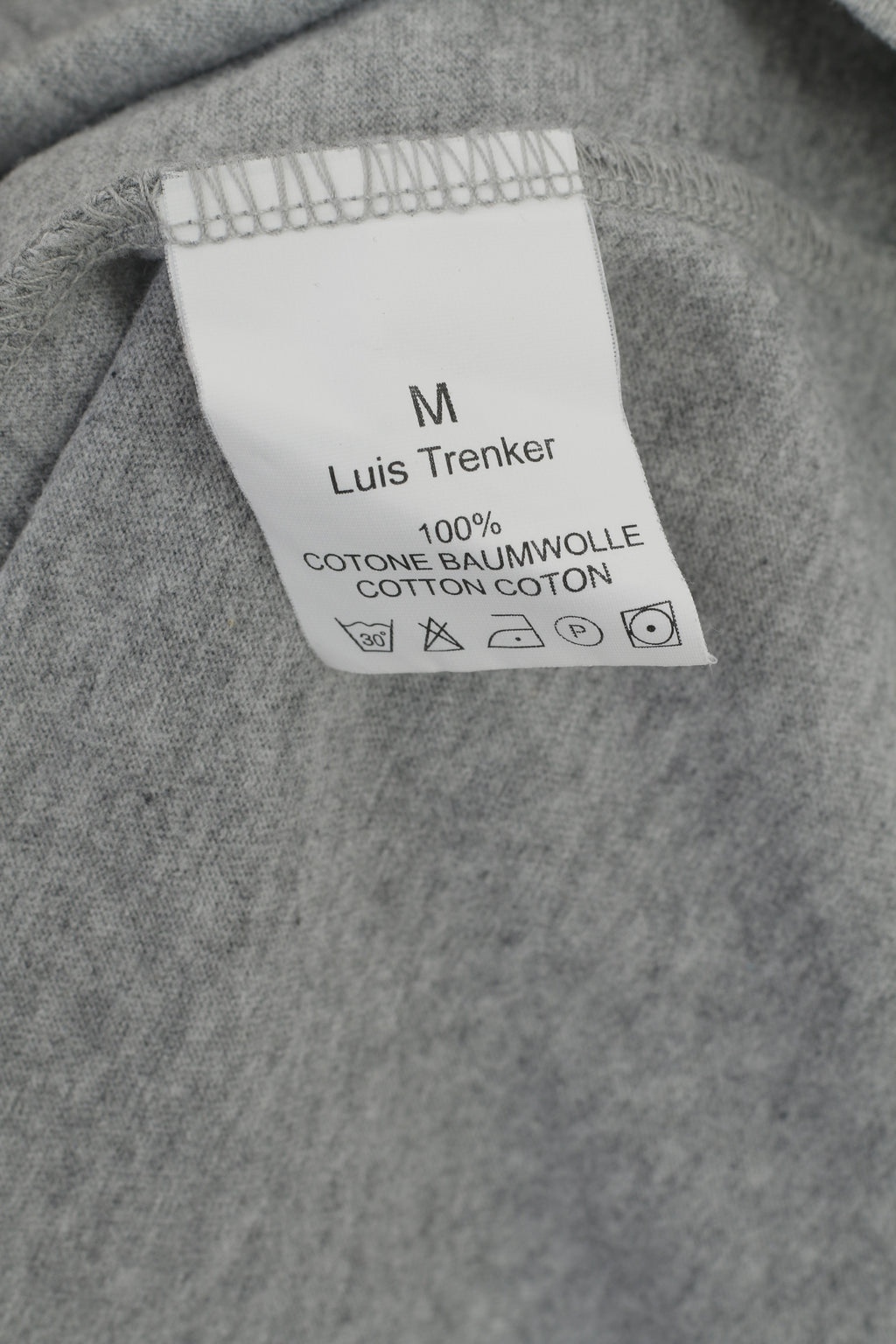 Luis Trenker Hommes M Chemise à manches longues Gris Coton Graphique Stretch Top