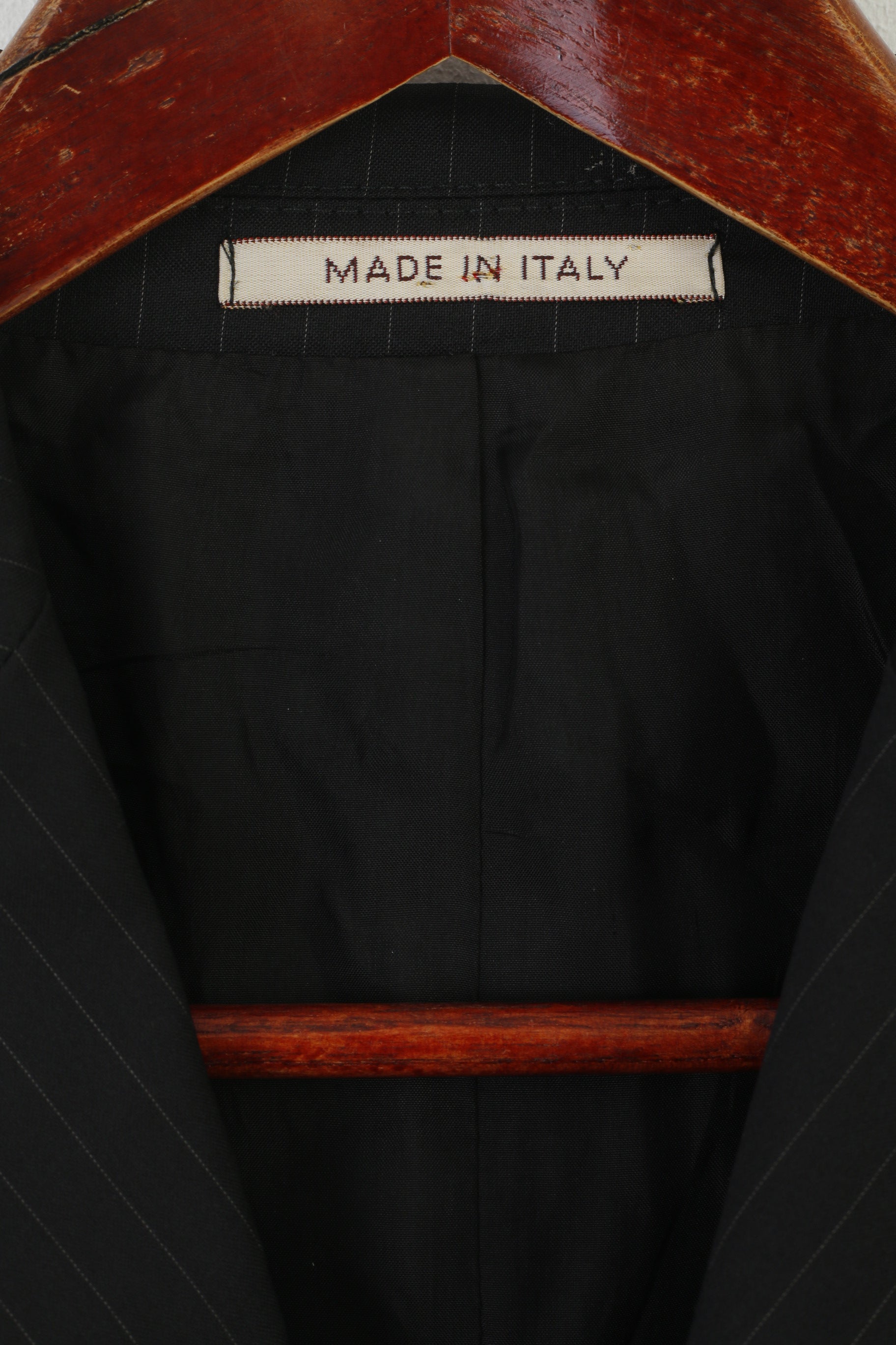 Vestium Officina Men 38 48 Blazer Black Wool Striped Made in Italy Single Breasted Jacket