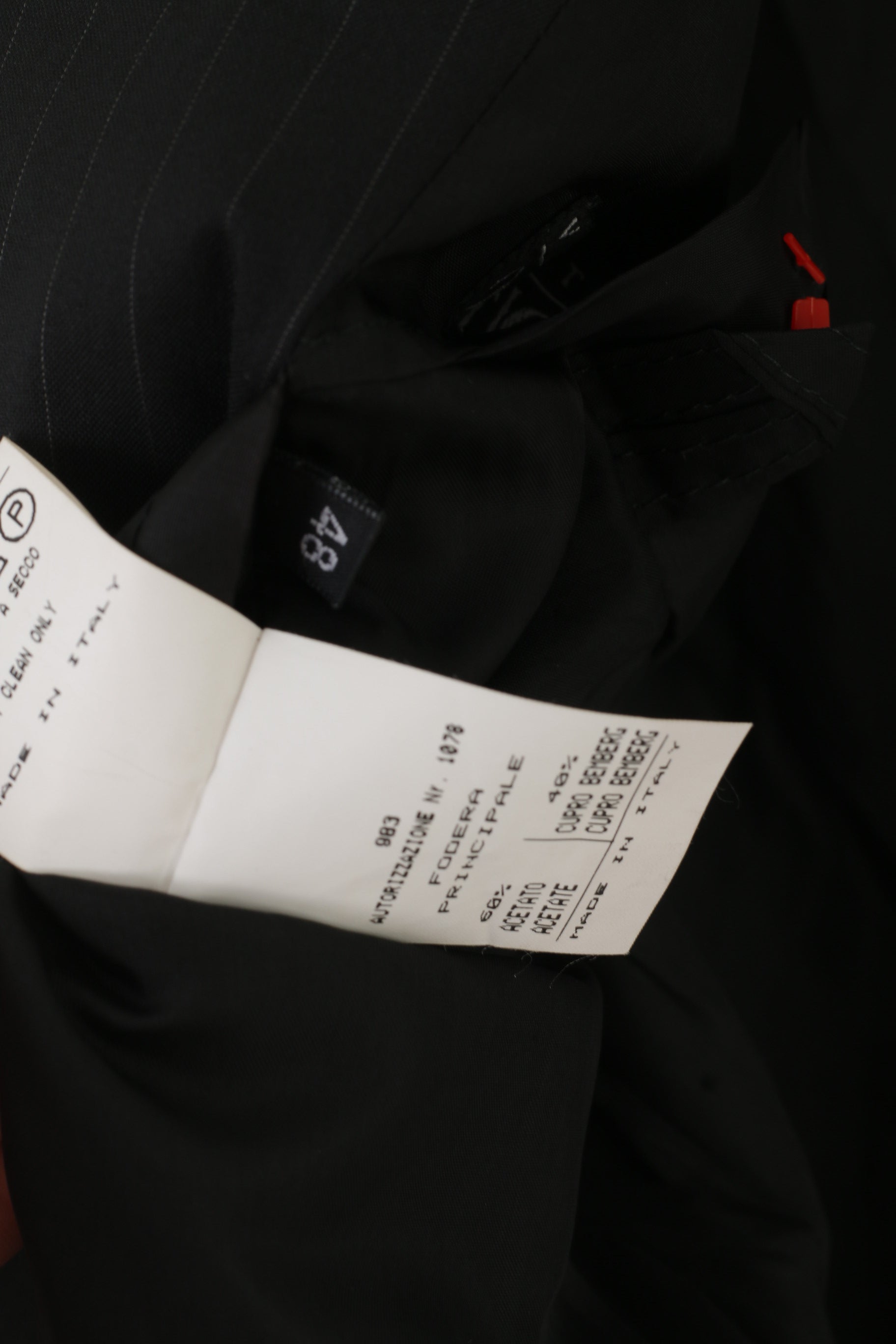 Vestium Officina Men 38 48 Blazer Black Wool Striped Made in Italy Single Breasted Jacket