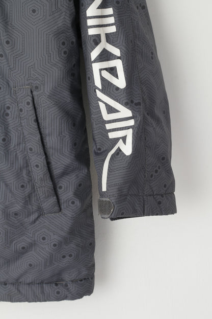 Nike Youth 10 - 12 Age 140/152 Jacket Grey Padded Printed Sportswear Zip Up Top