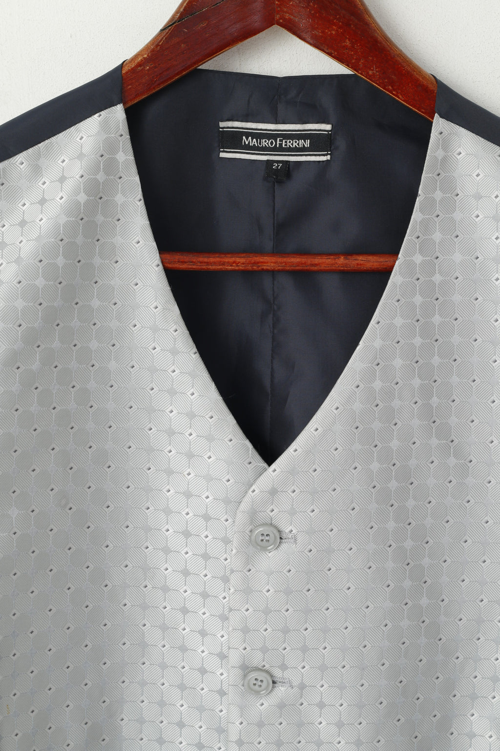 Mauro Ferrini Hommes 27 L Gilet Gris Marine Brillant Mariage Gilet Élégant