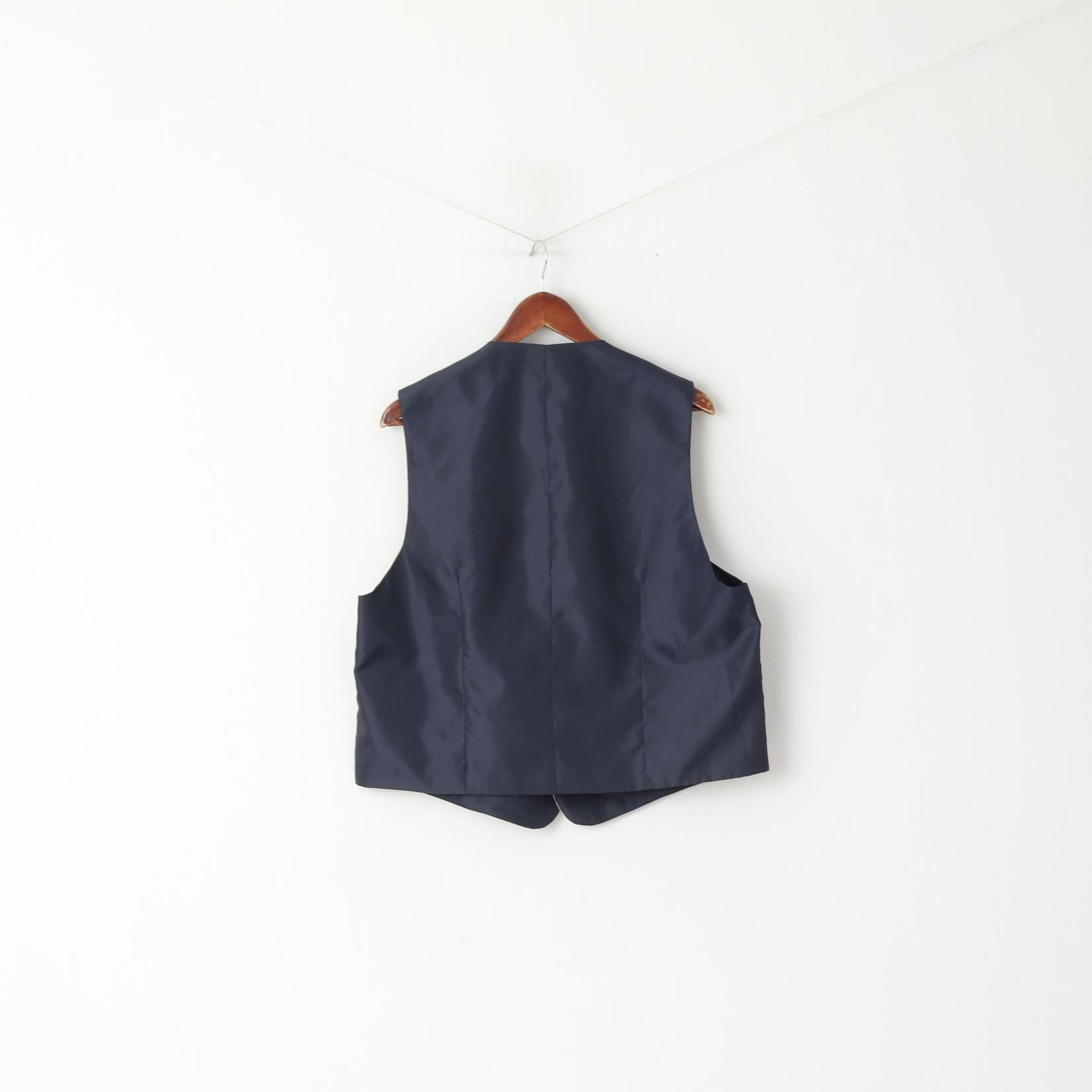 Mauro Ferrini Men 27 L Waistcoat Grey Navy Shiny Wedding Elegant Vest