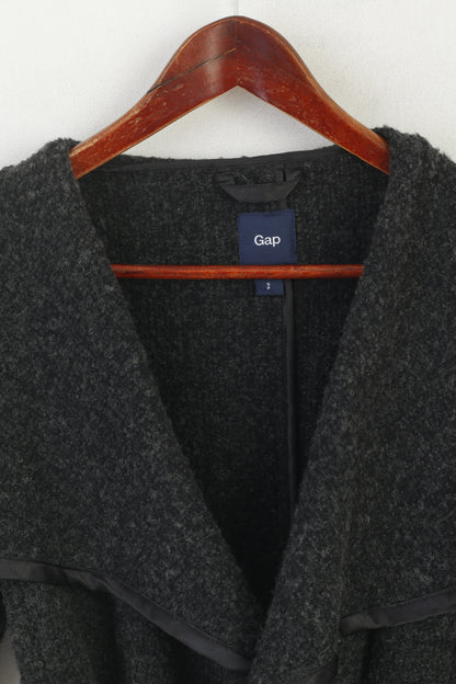 GAP Women S Sweater Dark Gray Cotton Wool Blend Belted Classic Cardigan