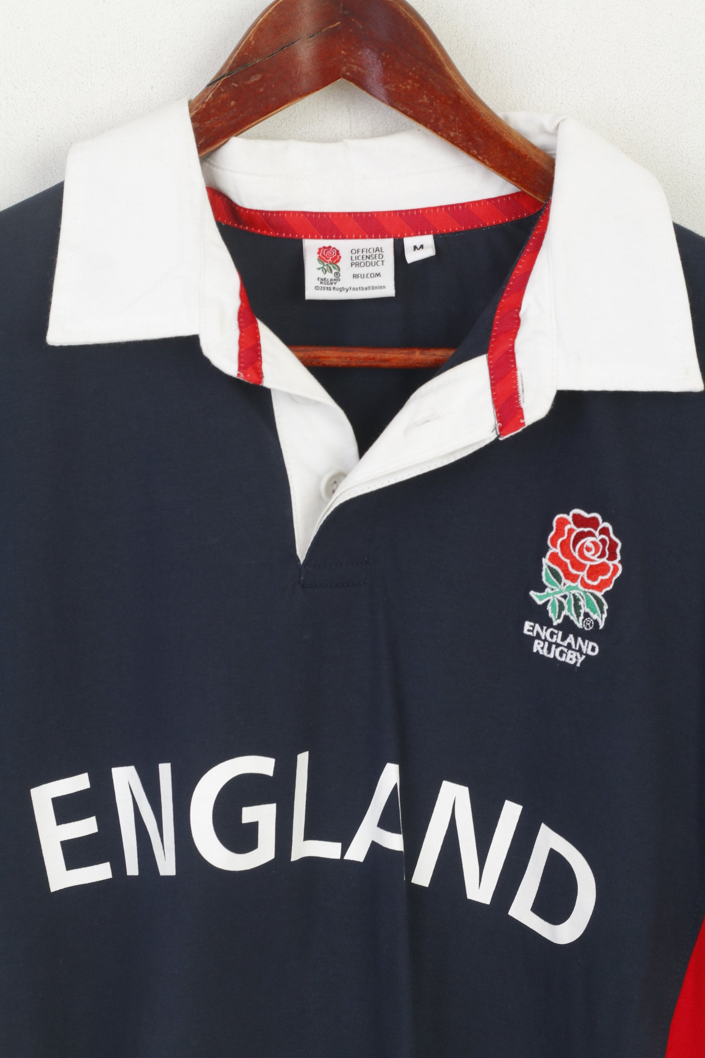 Produit sous licence officielle Polo M pour homme en coton bleu marine Rugby England Football Union Top