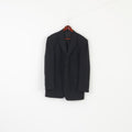 Pierre Cardin Men 40 Blazer Black Wool Shoulder Pads Single Breasted Jacket