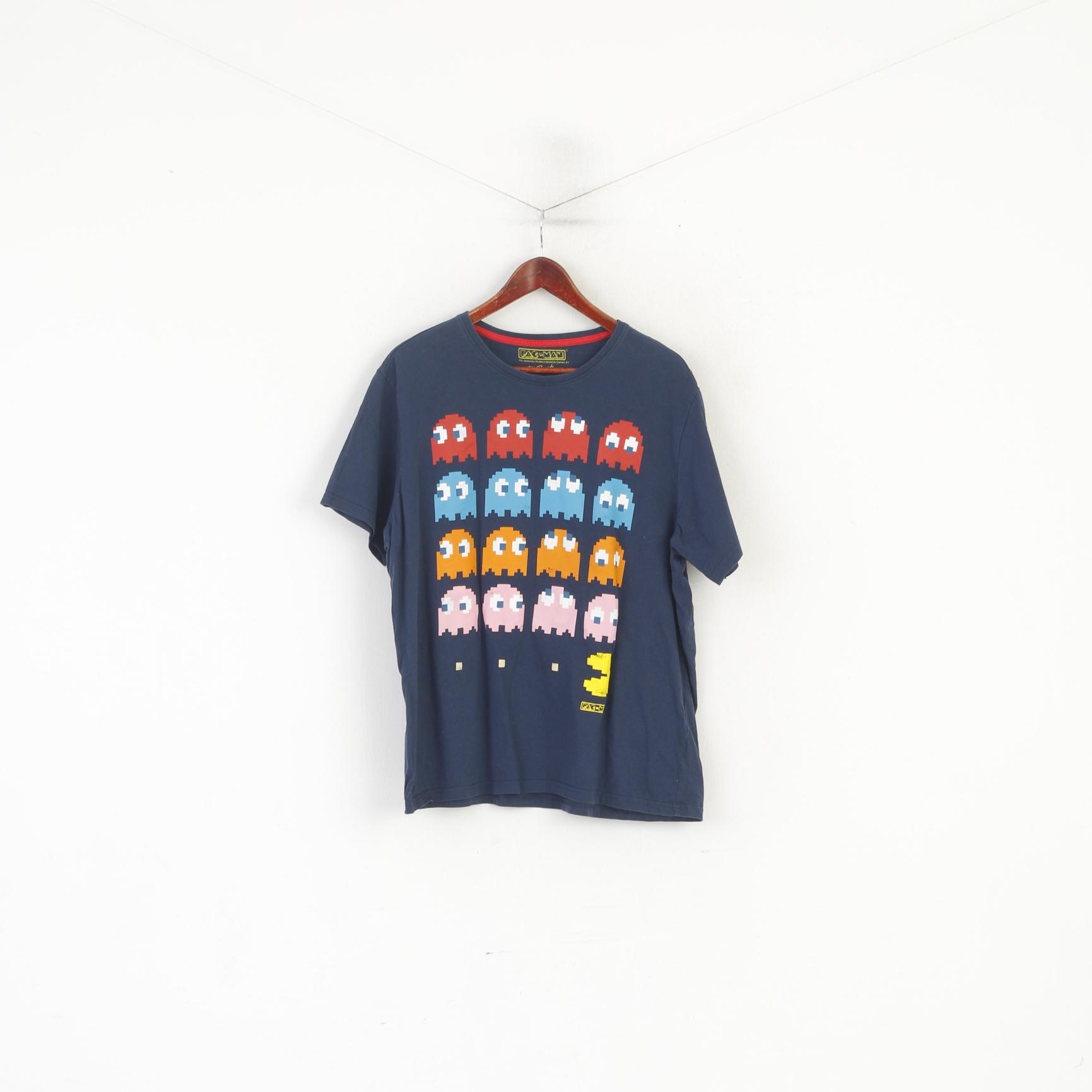 Pac-Man di Branado Camicia XL da uomo in cotone blu con grafica Gioco Pac-Man Top