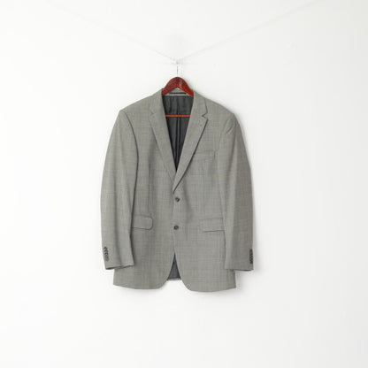 PuntaSetta Uomo 40 Blazer Giacca monopetto vintage in lana a quadri grigi