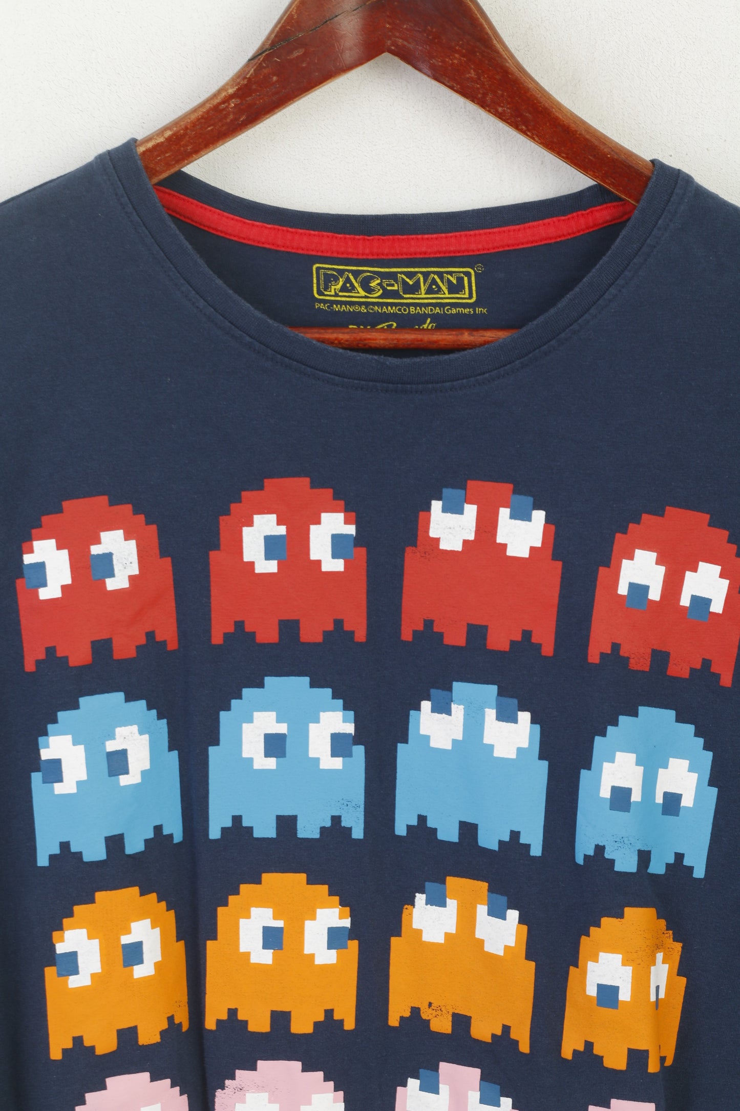 Pac-Man by Branado Men XL Shirt Navy Cotton Graphic Game Pac-Man Top