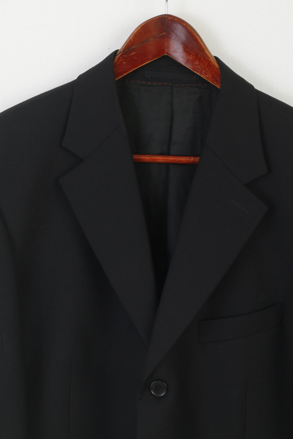 Pierre Cardin Men 40 Blazer Black Wool Shoulder Pads Single Breasted Jacket