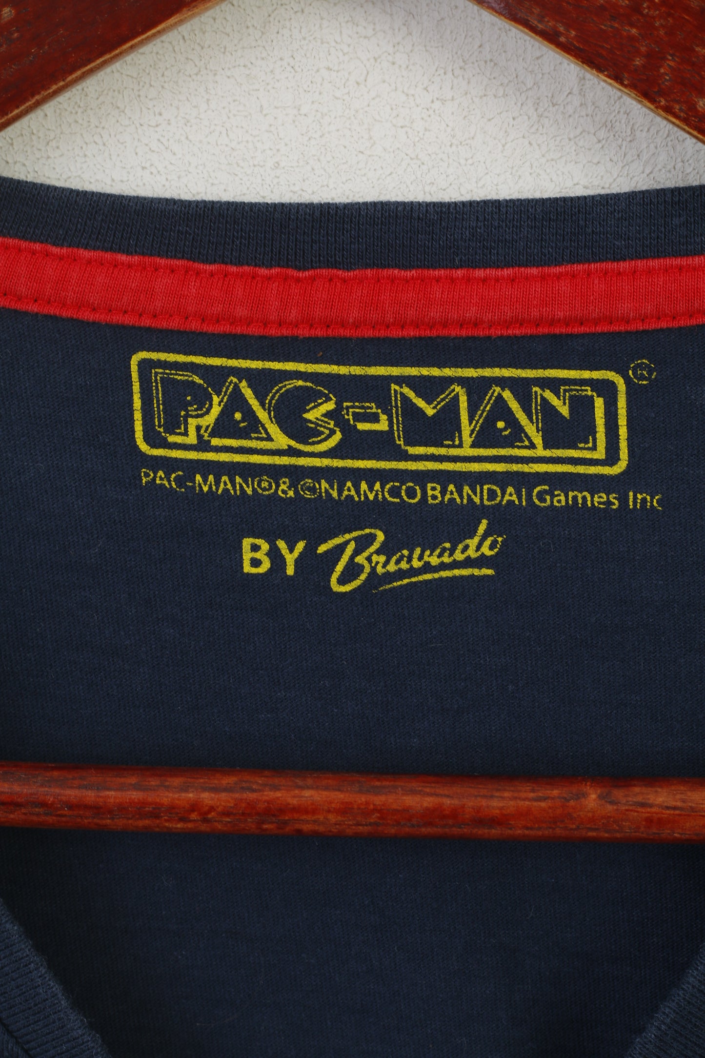 Pac-Man by Branado Men XL Shirt Navy Cotton Graphic Game Pac-Man Top