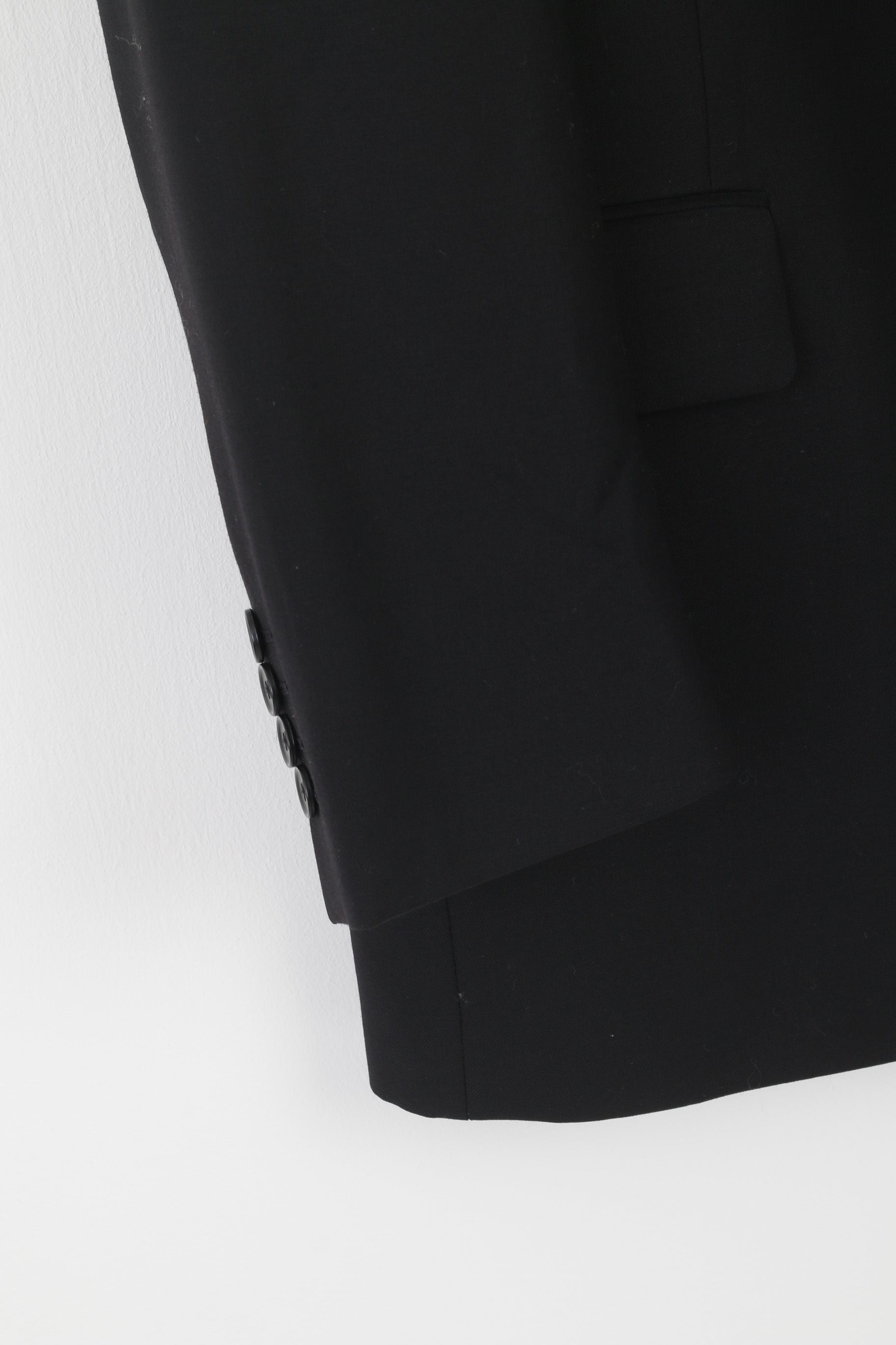 Pierre Cardin Men 40 Blazer Black Wool Shoulder Pads Single Breasted Jacket