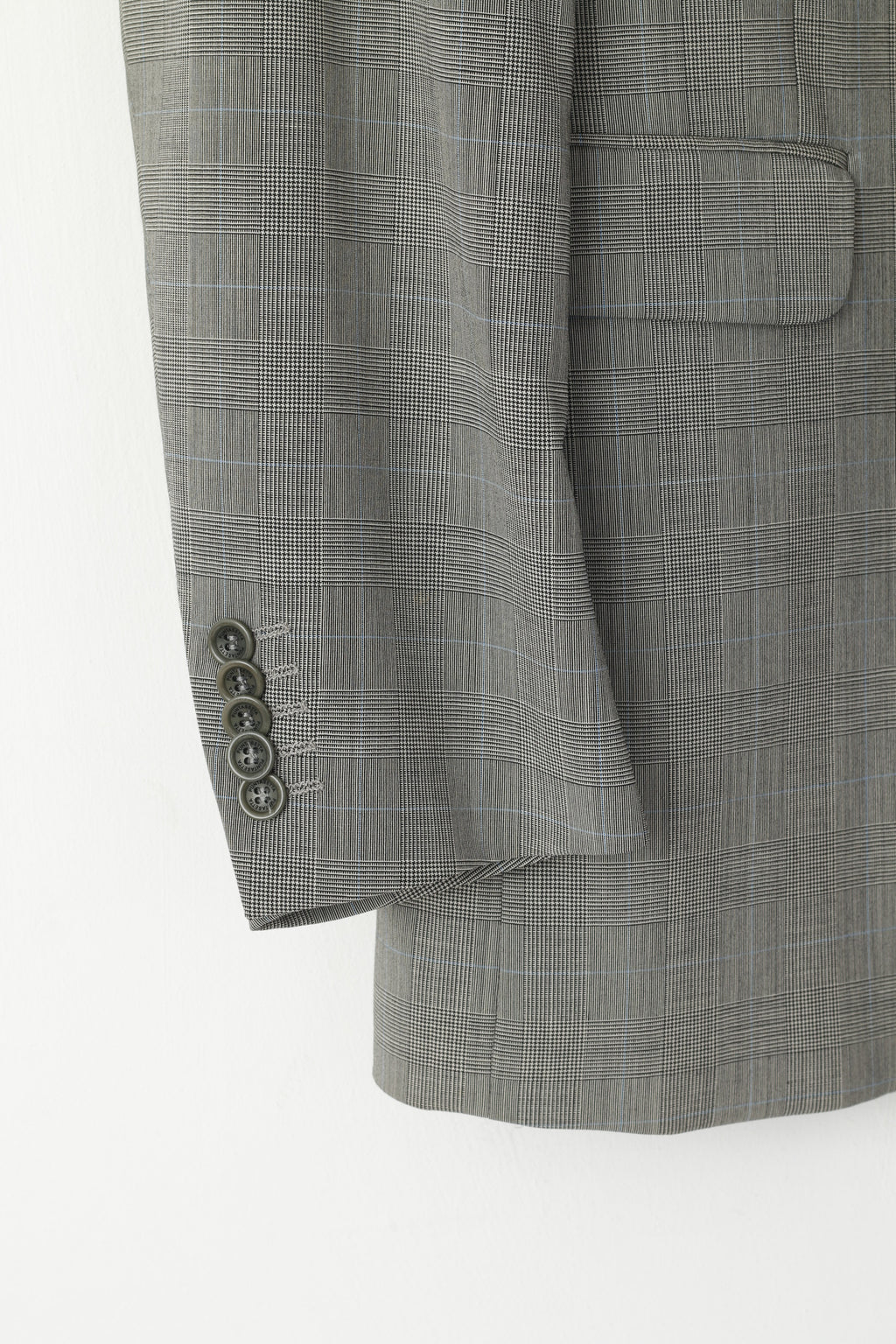 PuntaSetta Men 40 Blazer Grey Check Wool Vintage Single Breasted Jacket