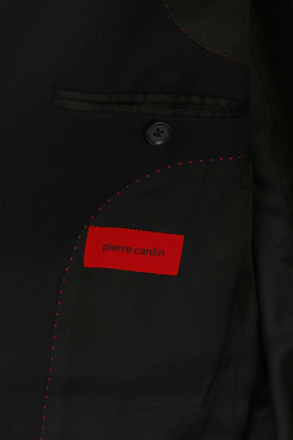 Pierre Cardin Men 40 Blazer Black Wool Shoulder Pads Single Breasted Jacket