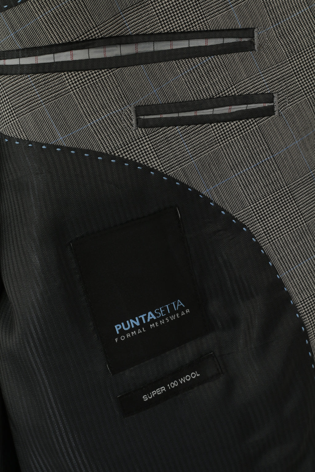 PuntaSetta Men 40 Blazer Grey Check Wool Vintage Single Breasted Jacket