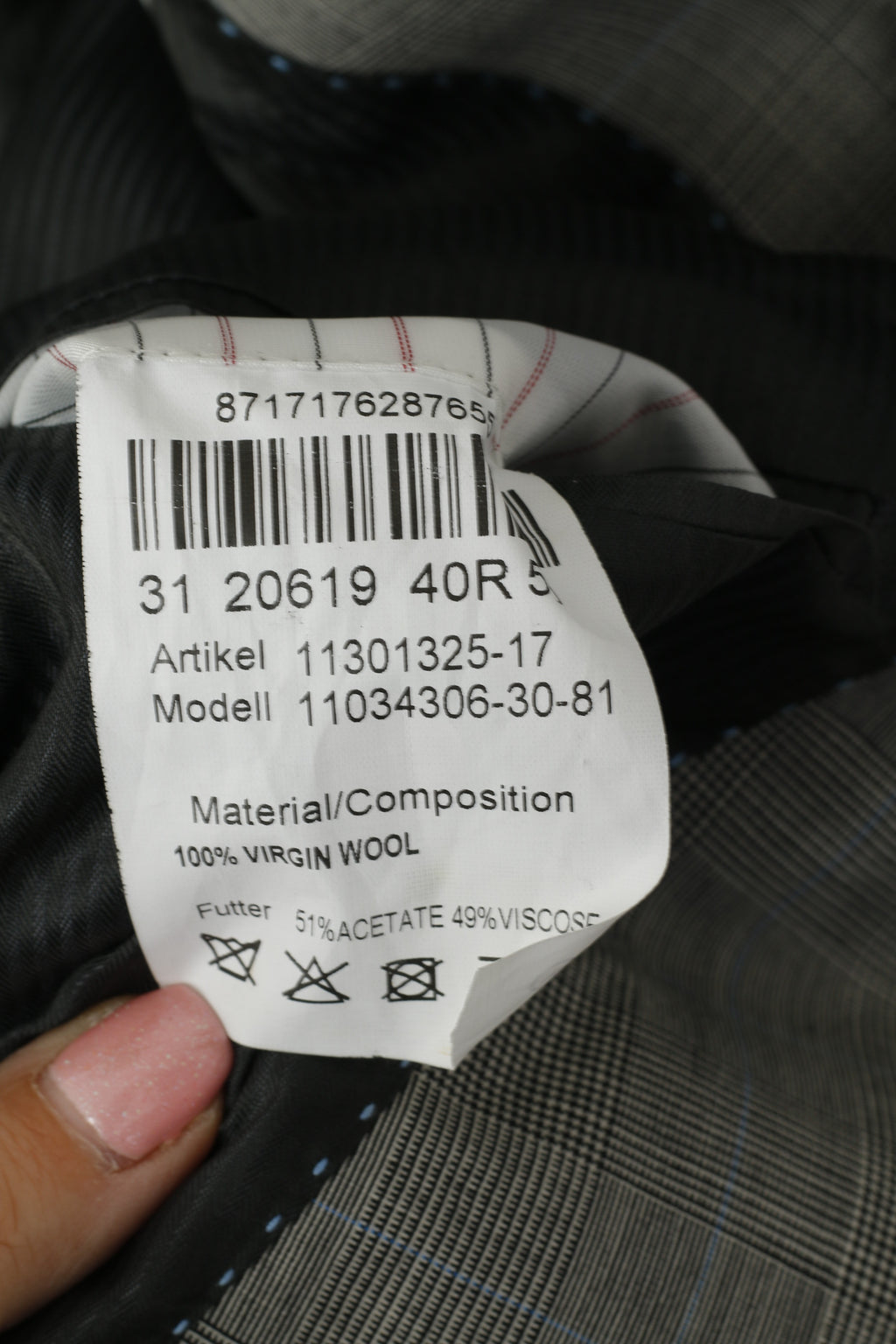 PuntaSetta Men 40 Blazer Grey Check Wool Vintage Single Breasted Jacket