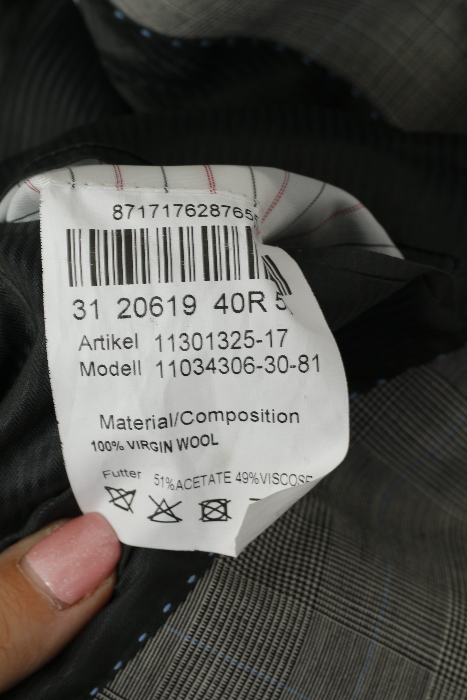 PuntaSetta Men 40 Blazer Grey Check Wool Vintage Single Breasted Jacket