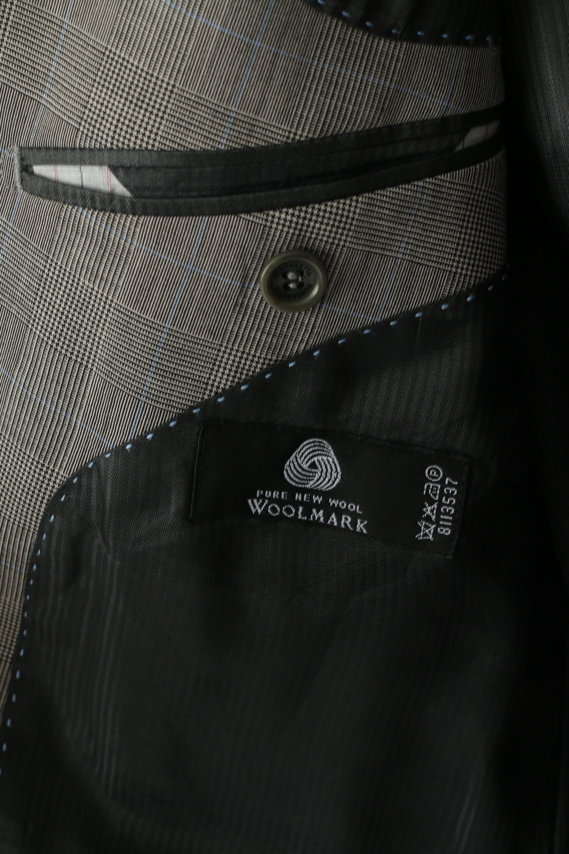 PuntaSetta Men 40 Blazer Grey Check Wool Vintage Single Breasted Jacket