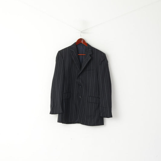 Aquascutum London Uomo 40 R Blazer Giacca monopetto in lana a righe nere