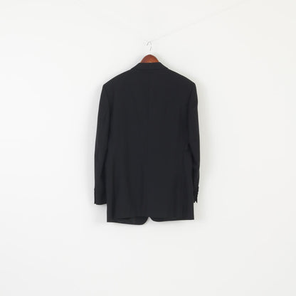 Pierre Cardin Hommes 40 Blazer Noir Laine Épaulettes Veste Simple Boutonnage