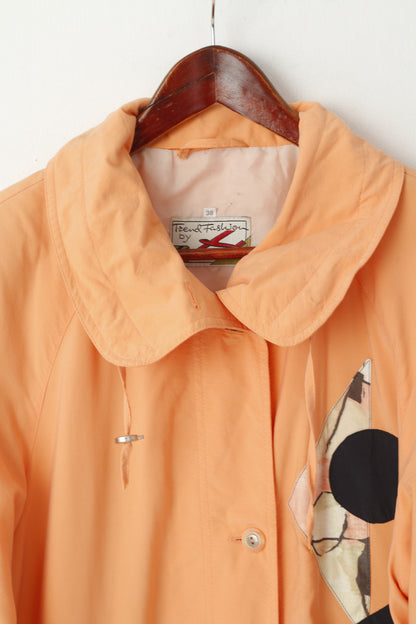 Trend Fashion Women 38 M Long Jacket Peach Geometric Tectel Shoulder Pads Vintage Top