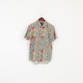 Boomerang Men M Casual Shirt Green Floral Organic Cotton Tailored Fit Top