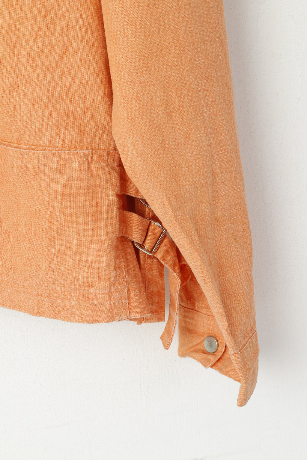 Gina Laura Femmes M Veste Orange Lin Blazer Pleine Fermeture Éclair Haut D'été