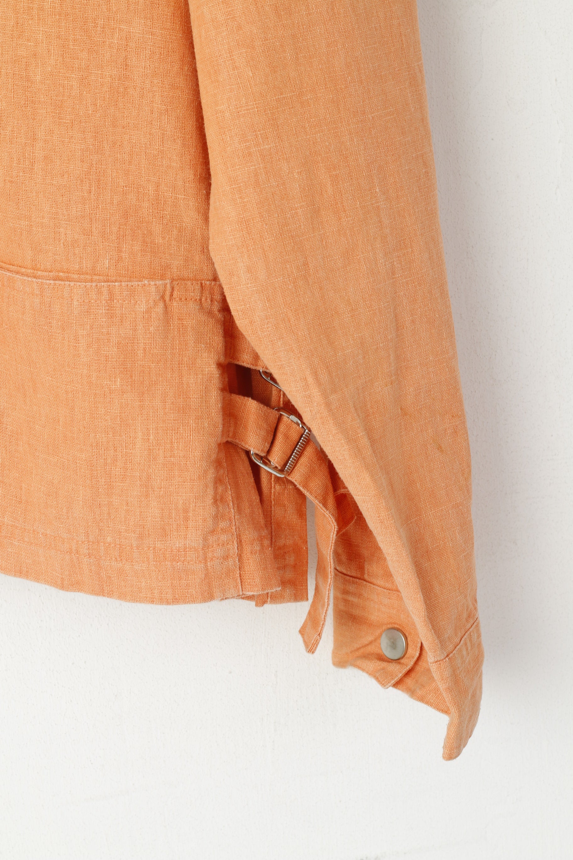 Gina Laura Femmes M Veste Orange Lin Blazer Pleine Fermeture Éclair Haut D'été