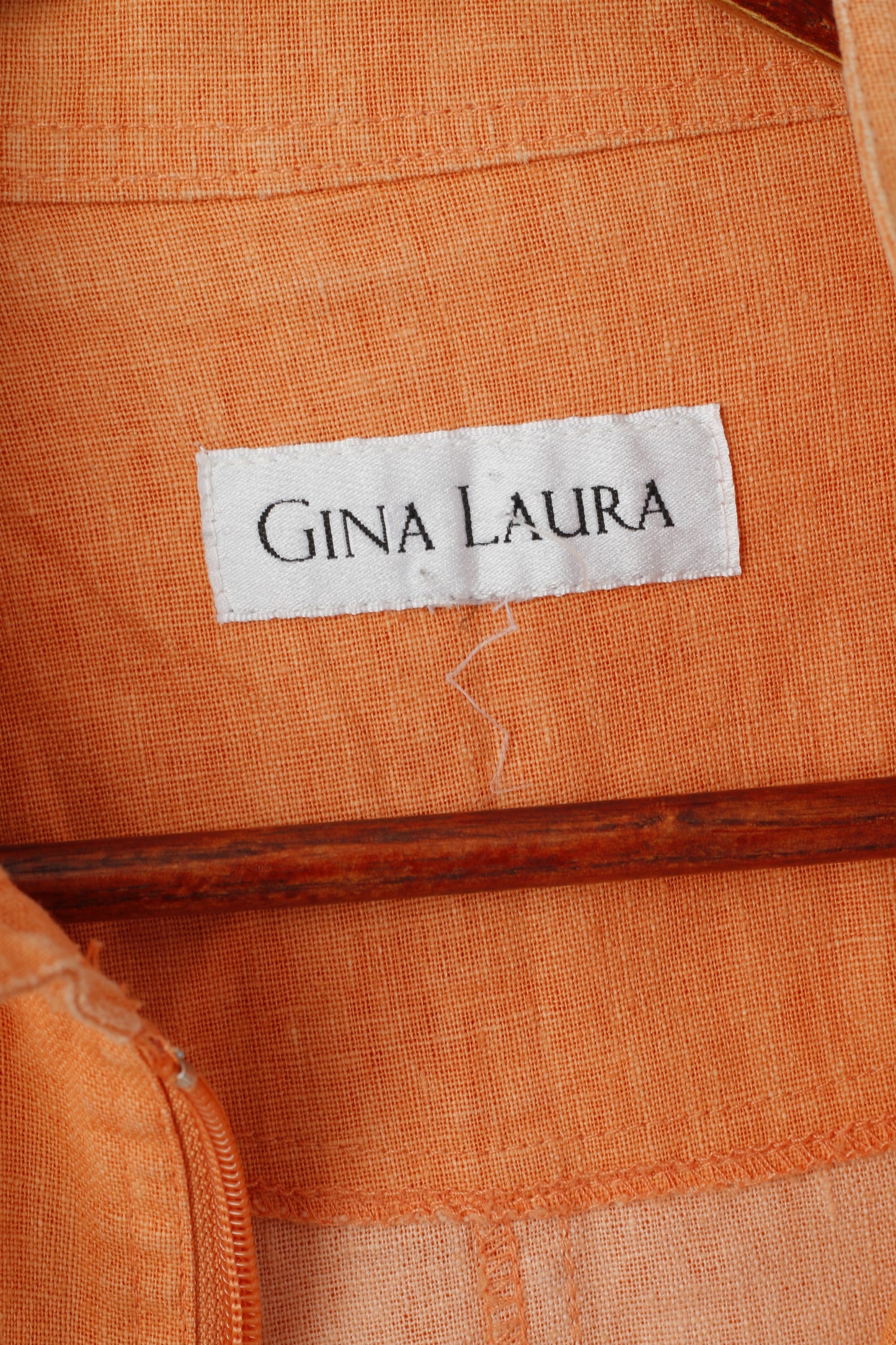 Gina Laura Women M Jacket Orange Linen Blazer Full Zipper Summer Top