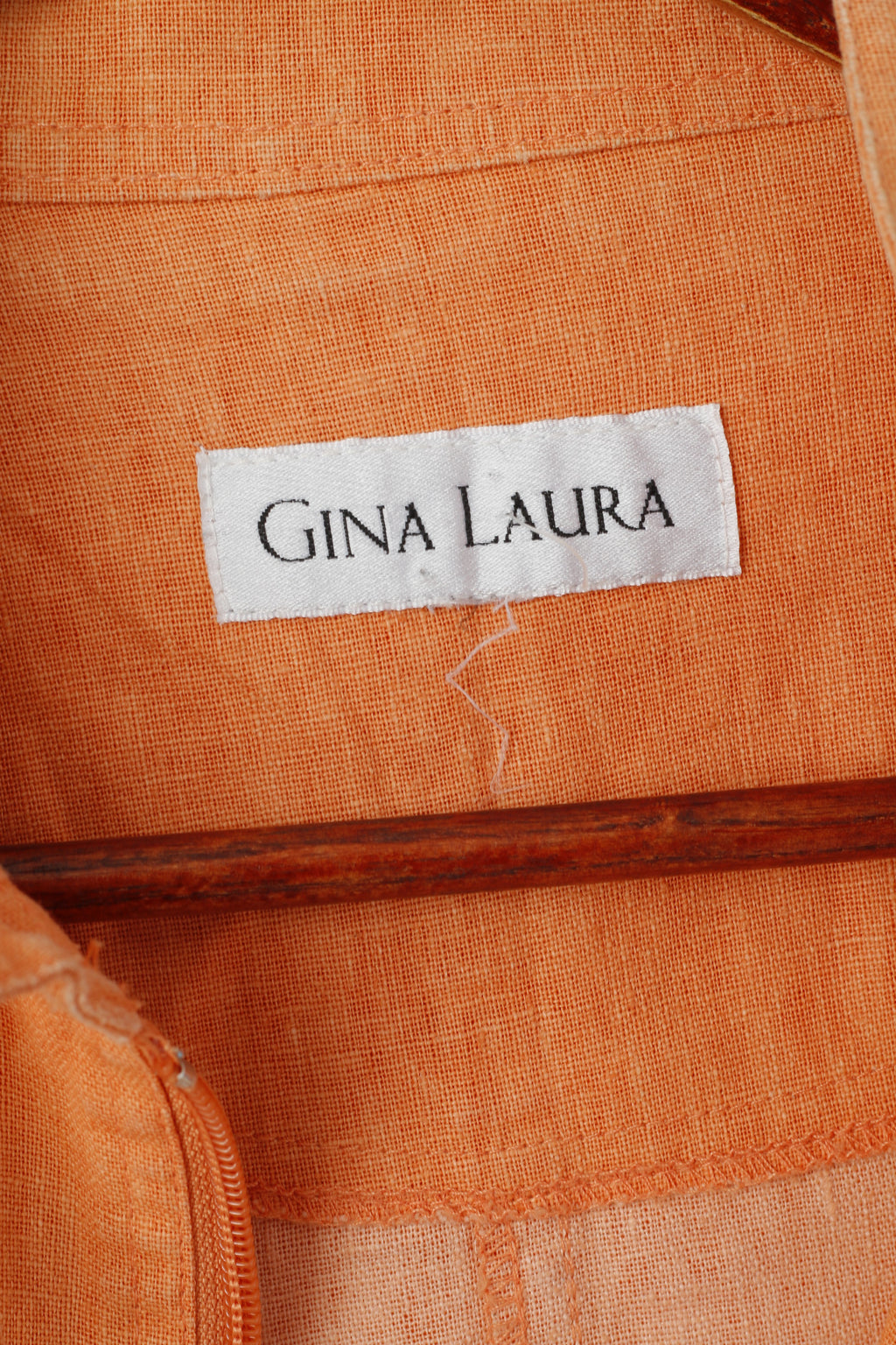Gina Laura Femmes M Veste Orange Lin Blazer Pleine Fermeture Éclair Haut D'été