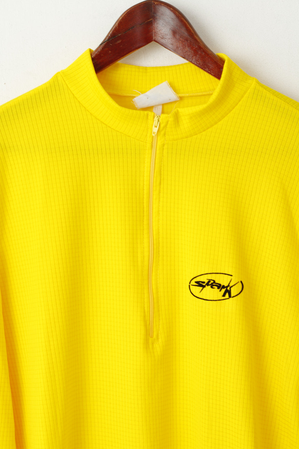 Spark Chemise de cyclisme XXL pour homme Jaune Stretch Col zippé Haut d'équipement de vélo européen