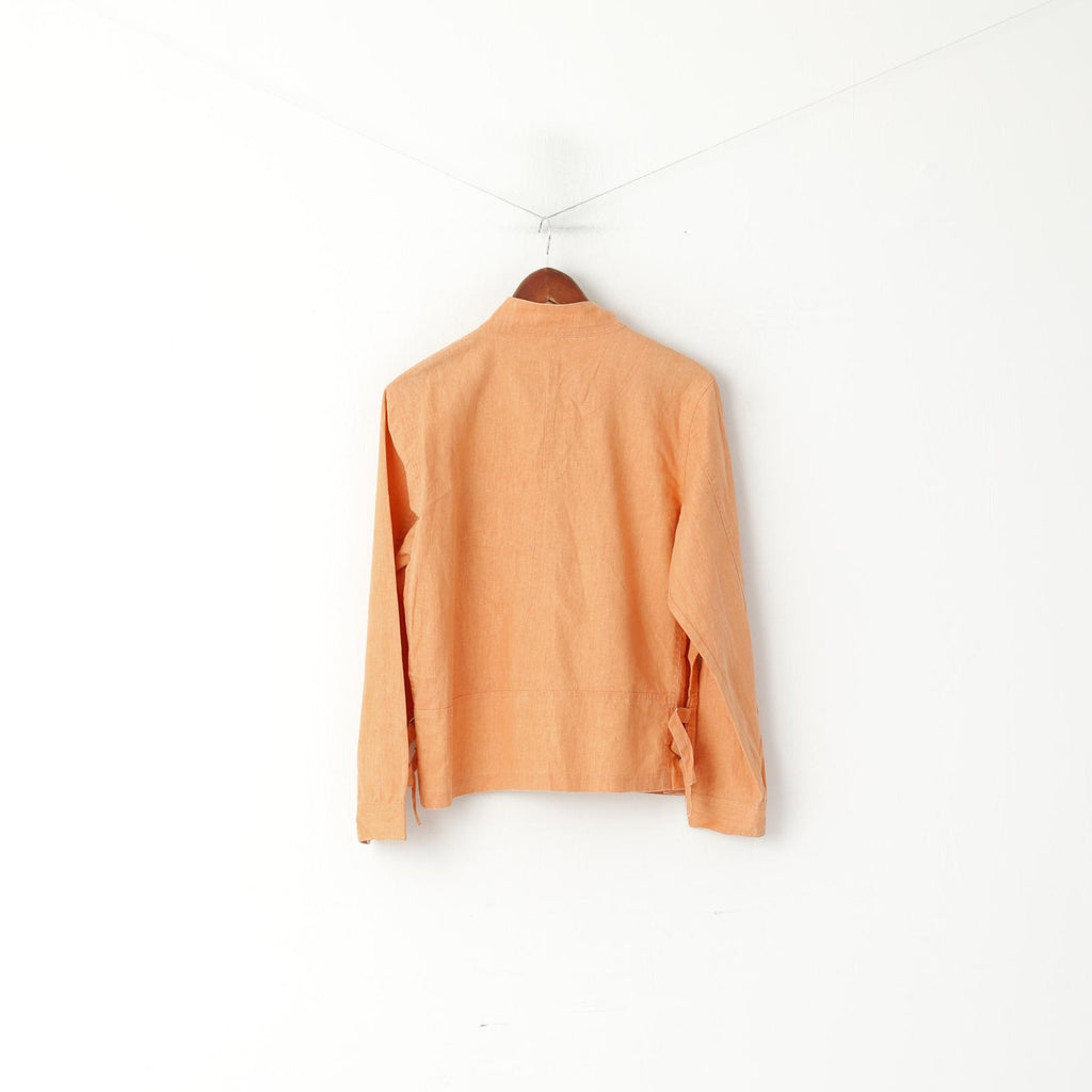 Gina Laura Femmes M Veste Orange Lin Blazer Pleine Fermeture Éclair Haut D'été