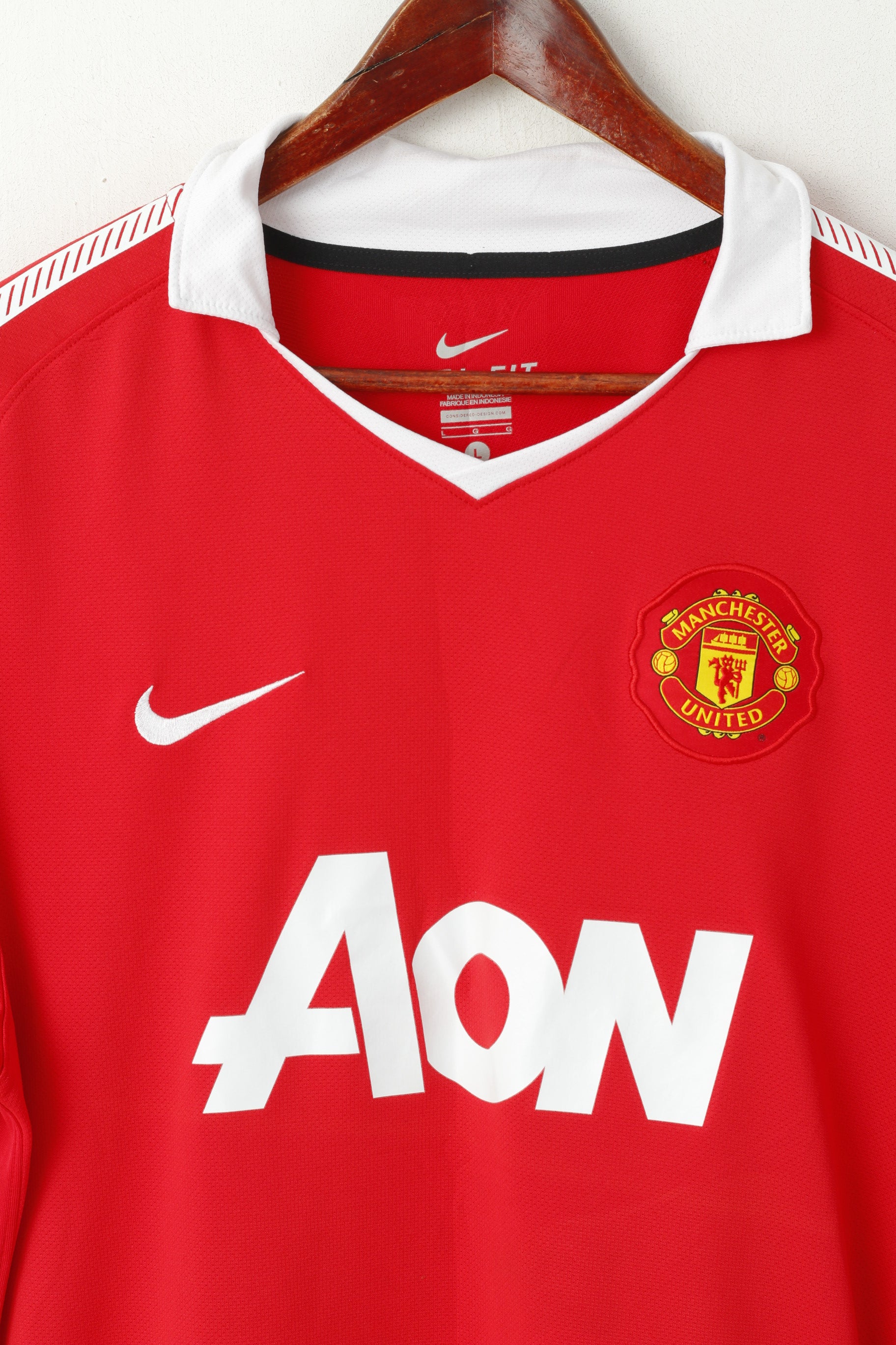 Nike Hommes L Chemise Rouge Manchester United Football Club MUFC Jersey Sport Top